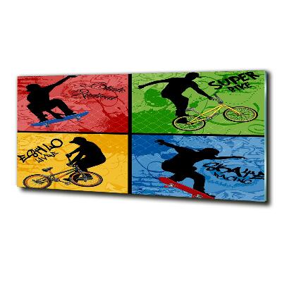 Tableau verre imprimé Vélo et skateboard