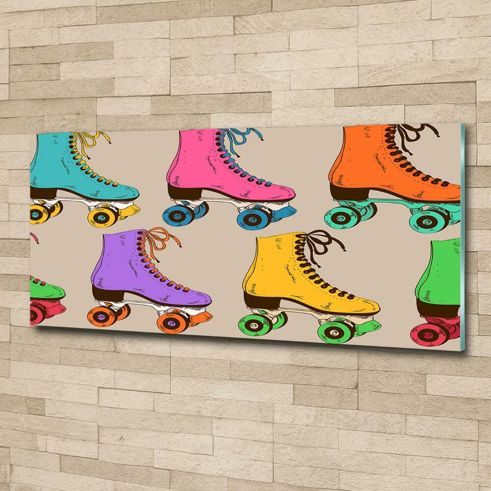 Tableau imprimé sur verre Patins à roulettes colorés