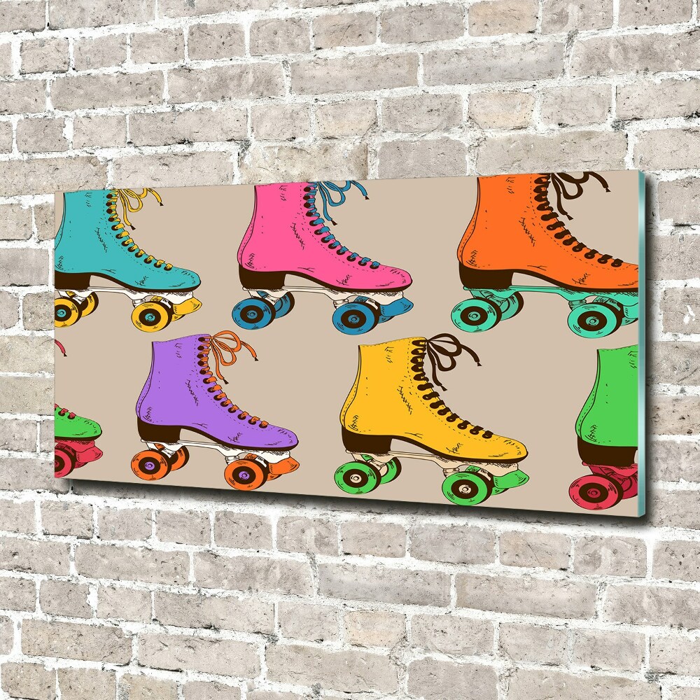 Tableau imprimé sur verre Patins à roulettes colorés