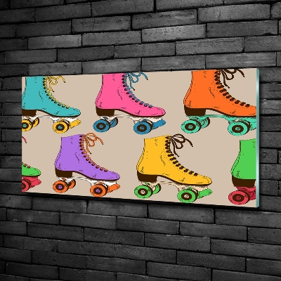 Tableau imprimé sur verre Patins à roulettes colorés