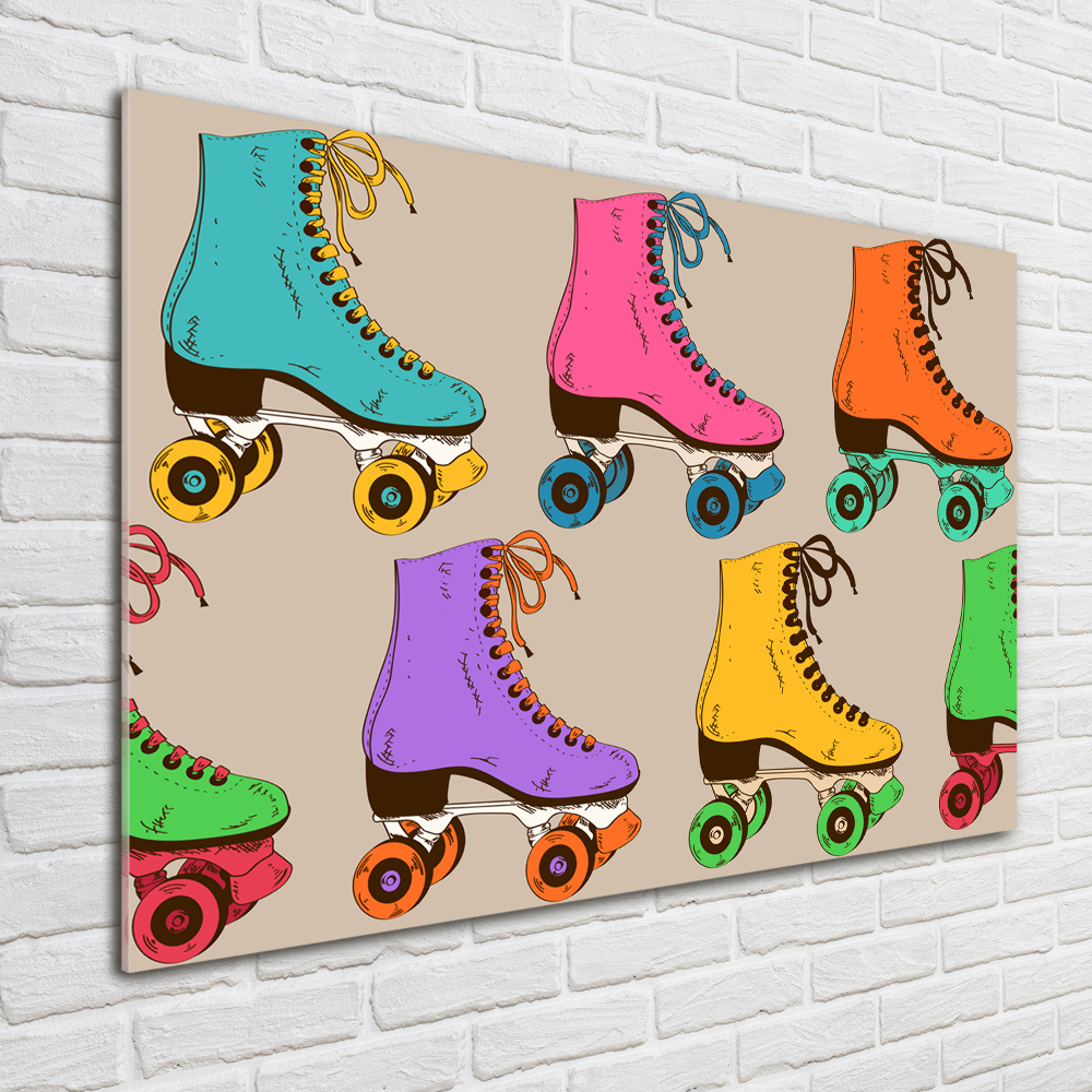 Tableau imprimé sur verre Patins à roulettes colorés