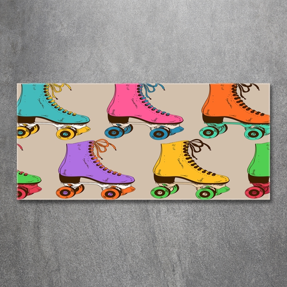 Tableau imprimé sur verre Patins à roulettes colorés