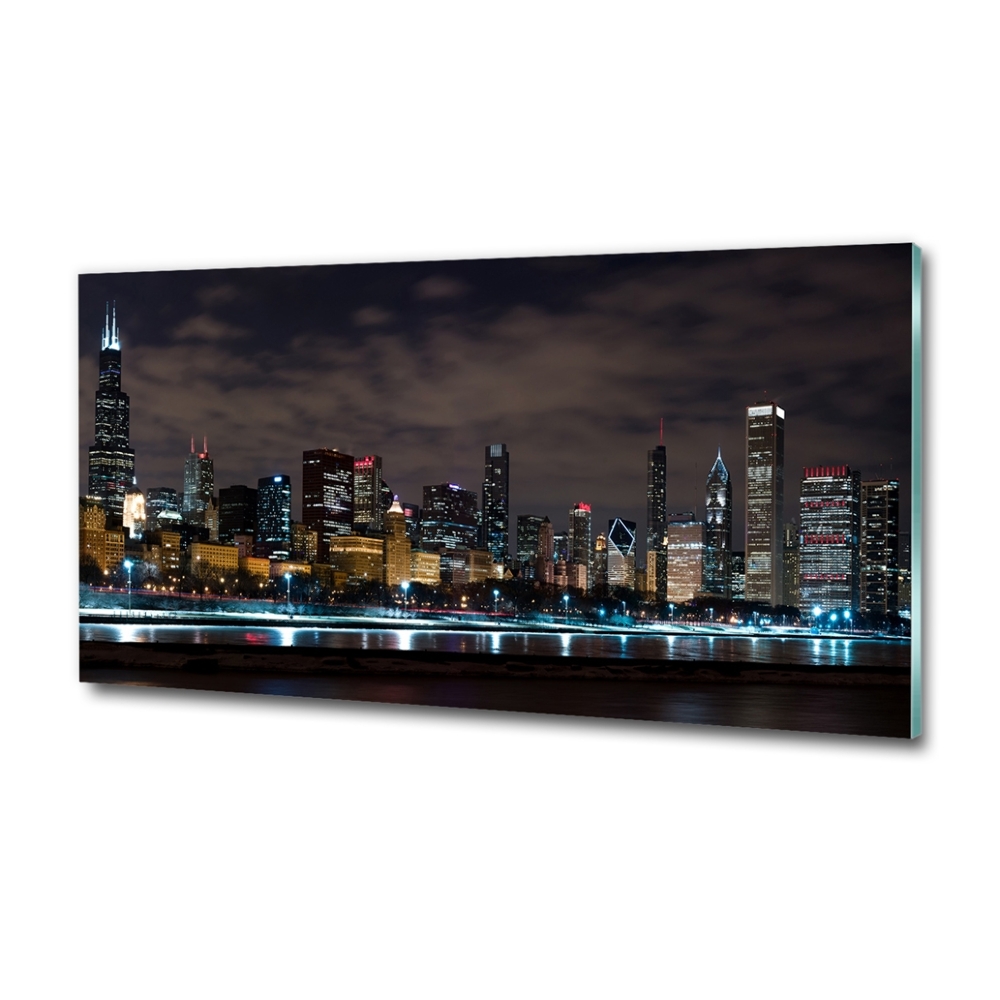 Tableau imprimé sur verre Chicago la nuit