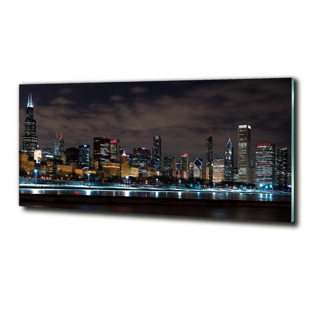 Tableau imprimé sur verre Chicago la nuit