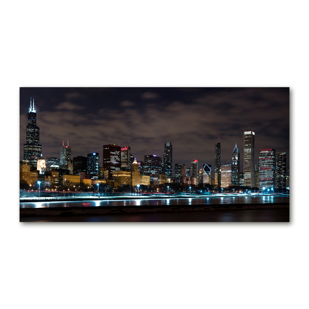 Tableau imprimé sur verre Chicago la nuit