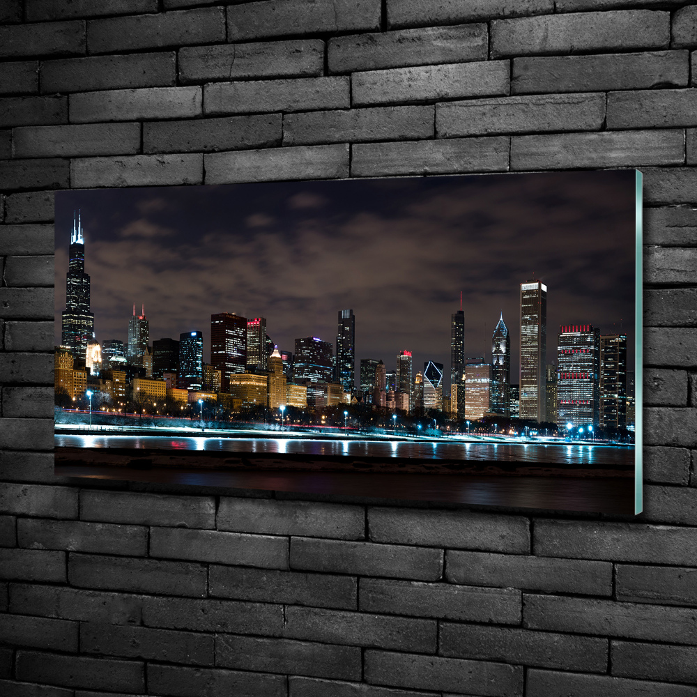 Tableau imprimé sur verre Chicago la nuit