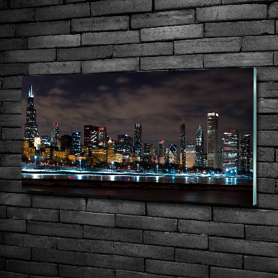 Tableau imprimé sur verre Chicago la nuit