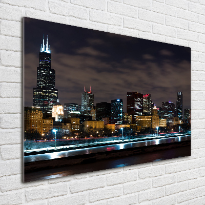 Tableau imprimé sur verre Chicago la nuit