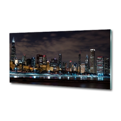 Tableau imprimé sur verre Chicago la nuit