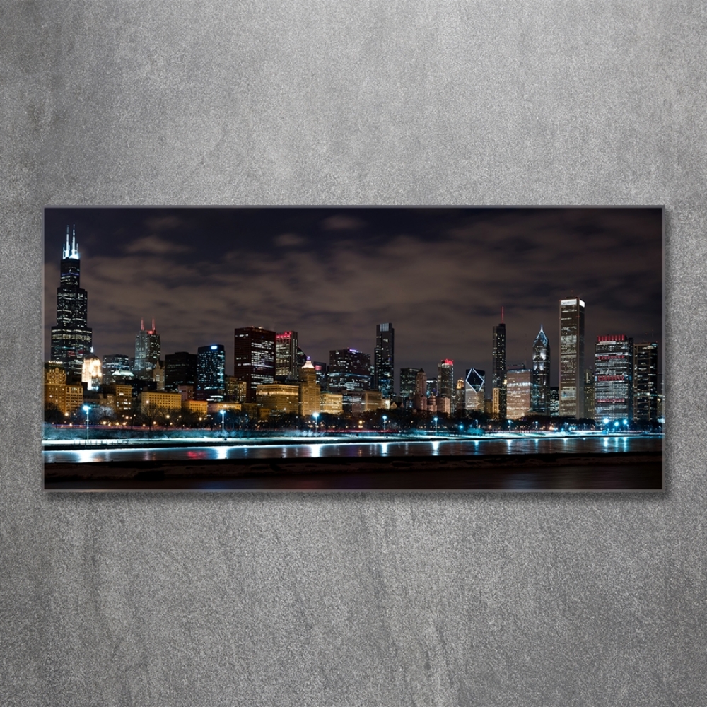 Tableau imprimé sur verre Chicago la nuit