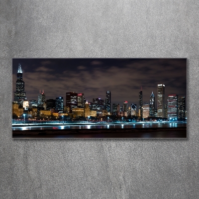 Tableau imprimé sur verre Chicago la nuit