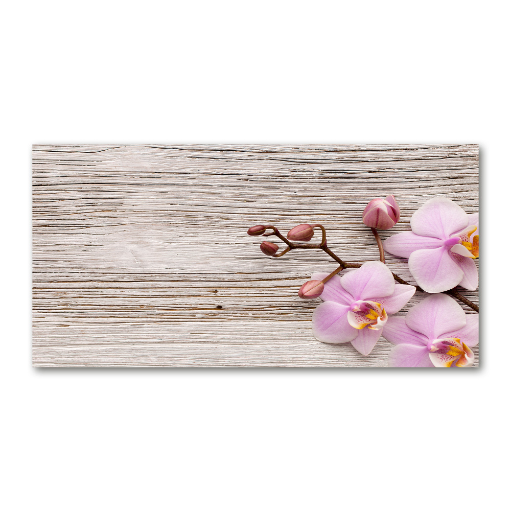 Tableau photo sur verre Orchidée sur bois