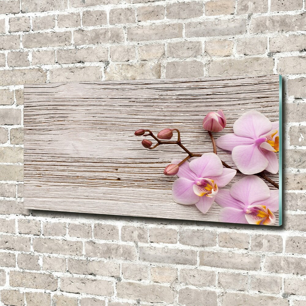 Tableau photo sur verre Orchidée sur bois