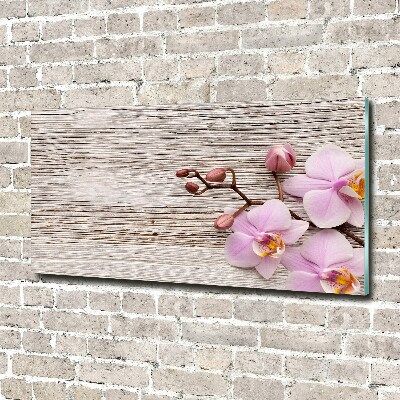 Tableau photo sur verre Orchidée sur bois