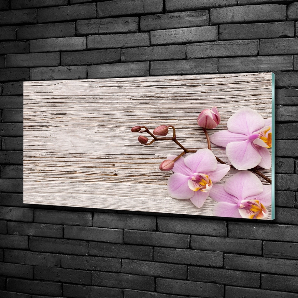 Tableau photo sur verre Orchidée sur bois