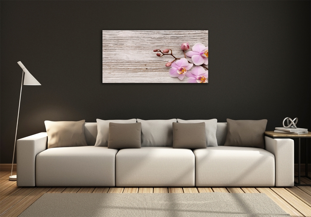 Tableau photo sur verre Orchidée sur bois