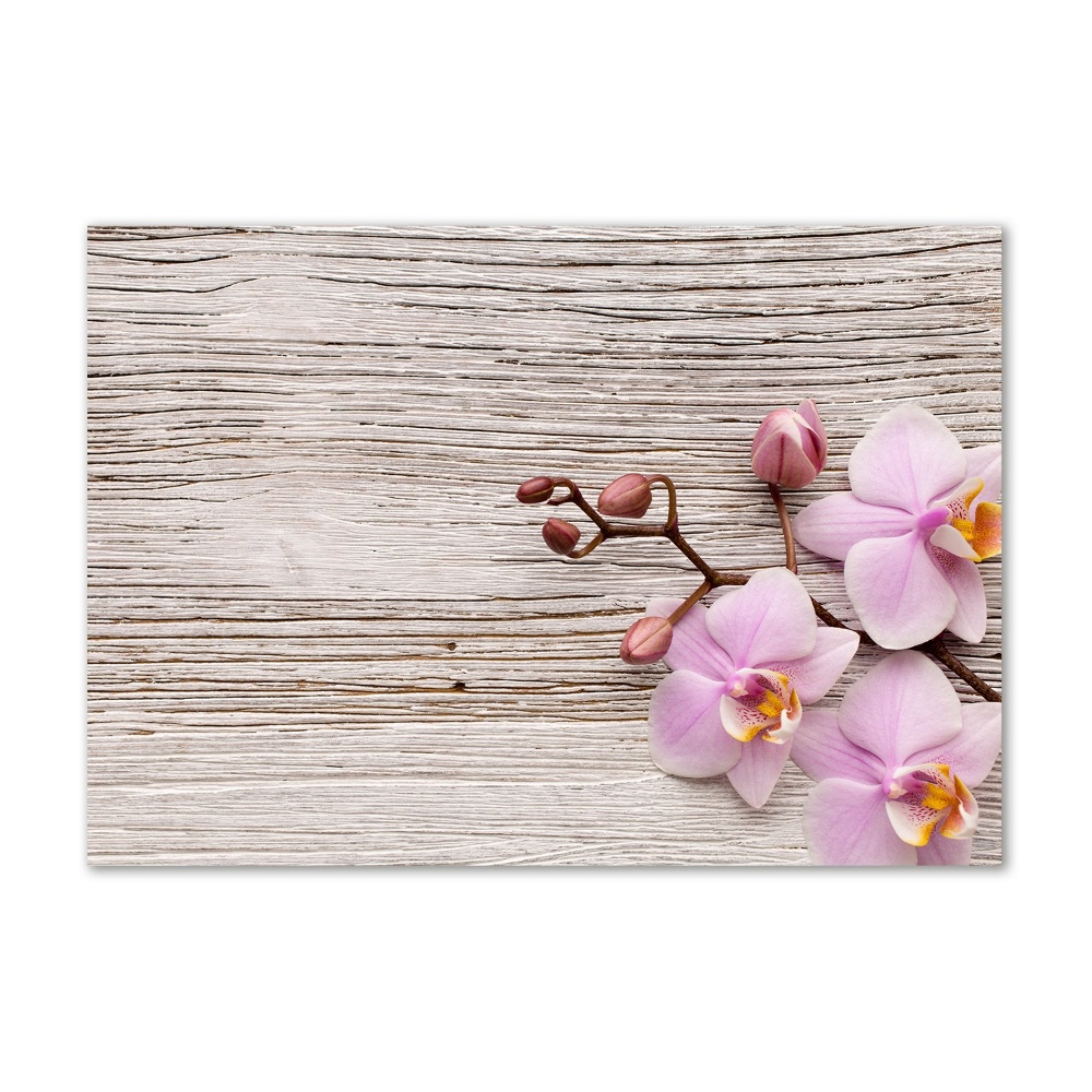 Tableau photo sur verre Orchidée sur bois