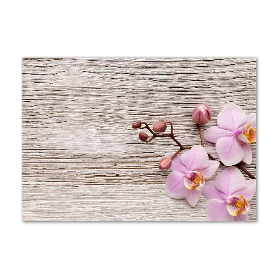 Tableau photo sur verre Orchidée sur bois