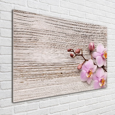 Tableau photo sur verre Orchidée sur bois