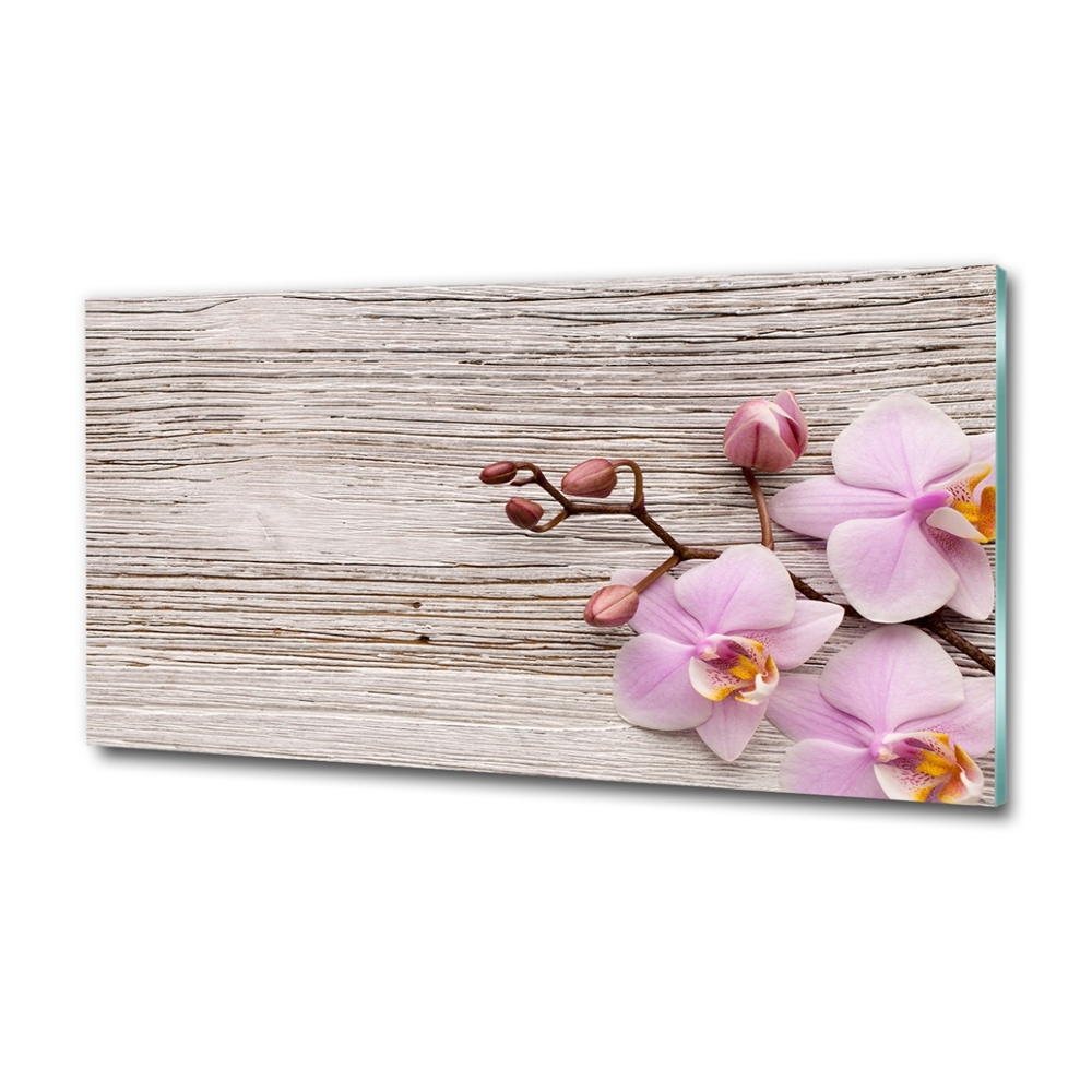 Tableau photo sur verre Orchidée sur bois