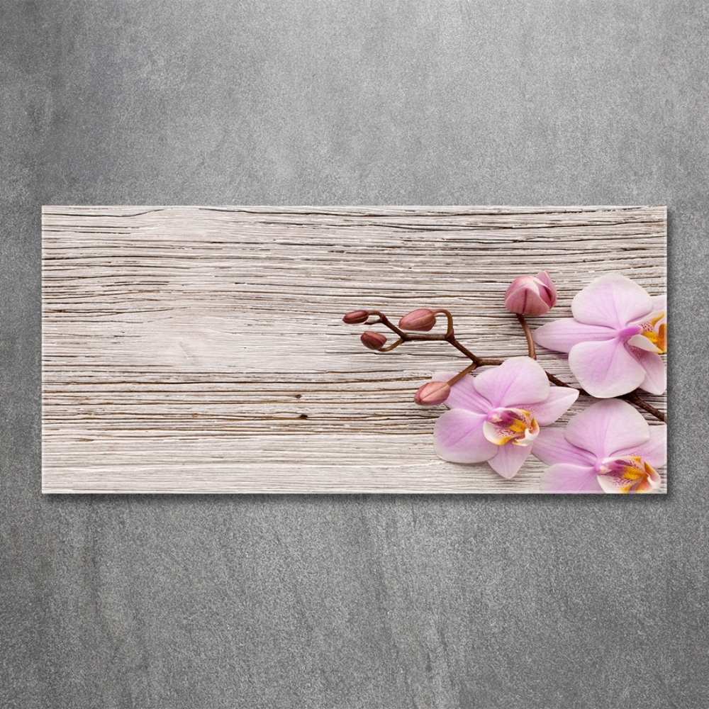 Tableau photo sur verre Orchidée sur bois