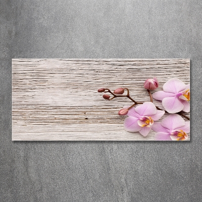 Tableau photo sur verre Orchidée sur bois