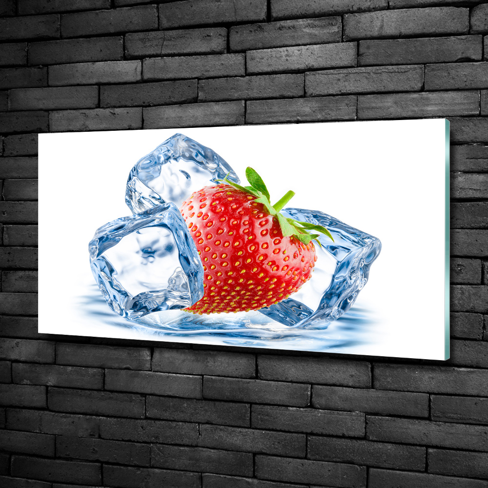 Tableau imprimé sur verre Fraise avec glace