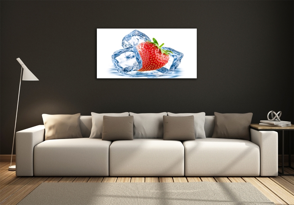 Tableau imprimé sur verre Fraise avec glace