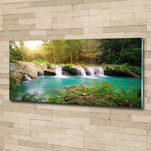 Tableau sur verre Cascade dans la forêt