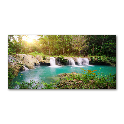 Tableau sur verre Cascade dans la forêt