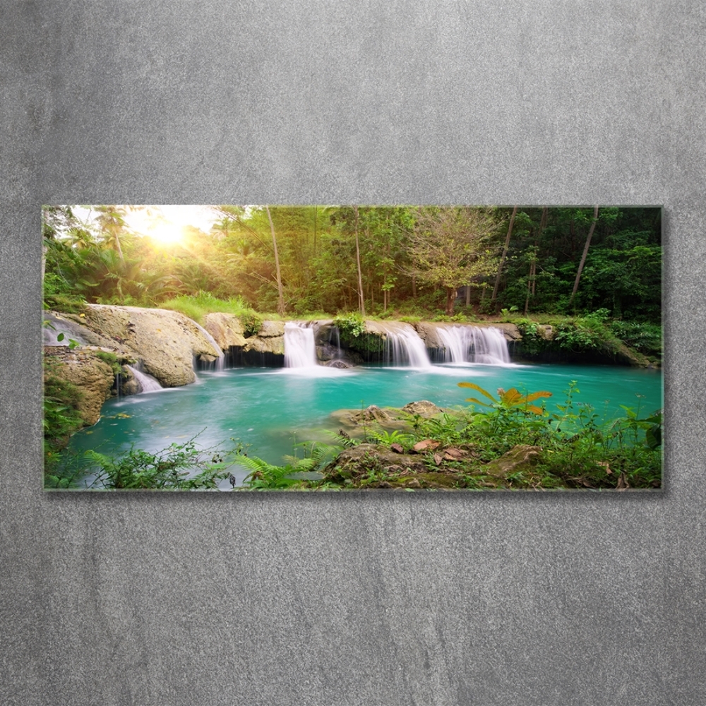 Tableau sur verre Cascade dans la forêt