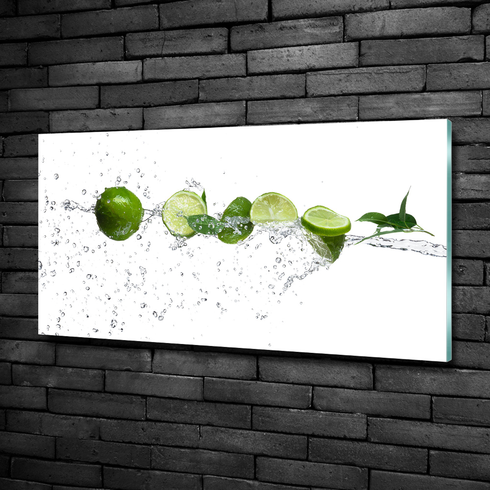 Tableau imprimé sur verre Citron vert et eau