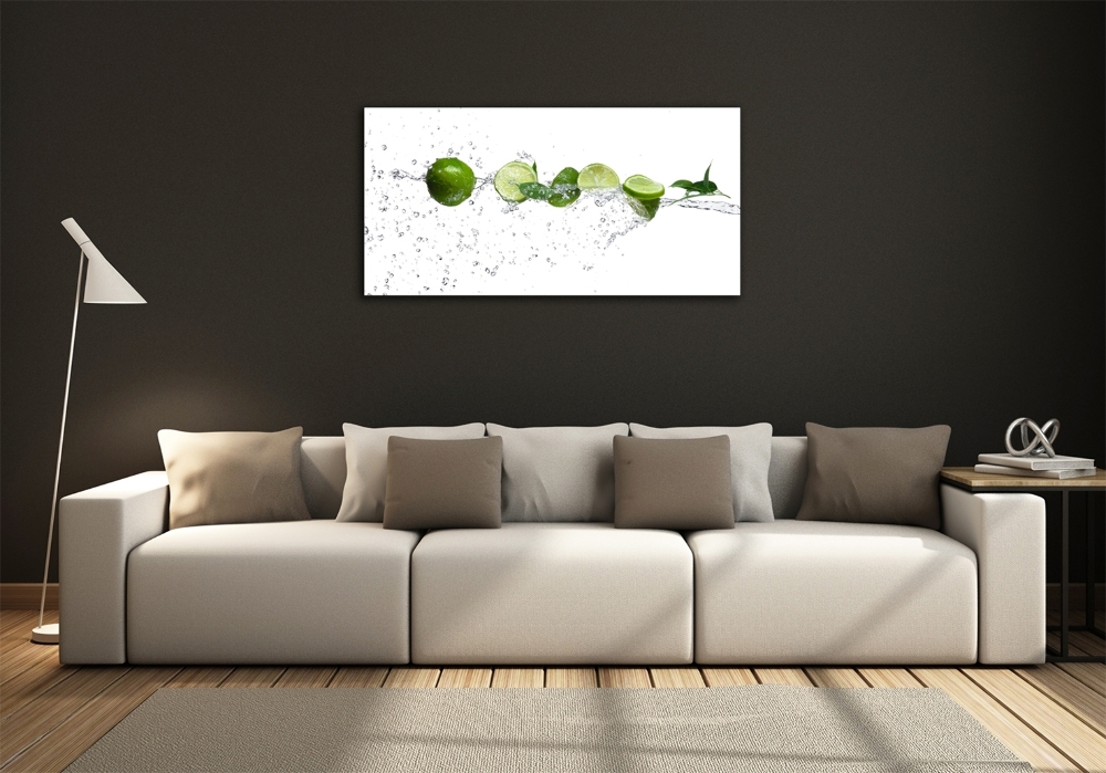 Tableau imprimé sur verre Citron vert et eau