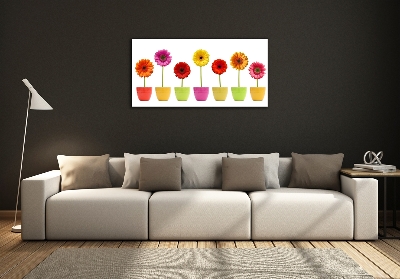 Tableau sur verre Gerberas colorés