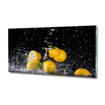 Tableau sur verre Citrons et eau