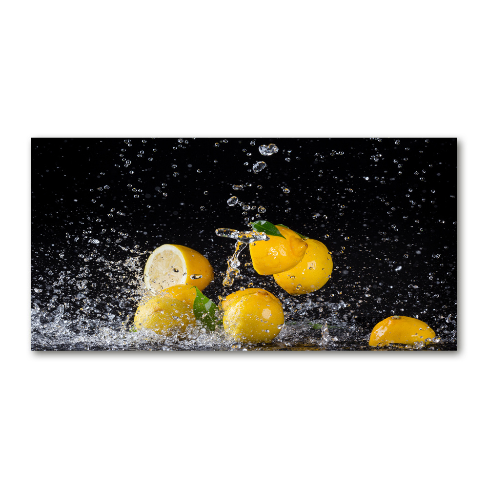 Tableau sur verre Citrons et eau