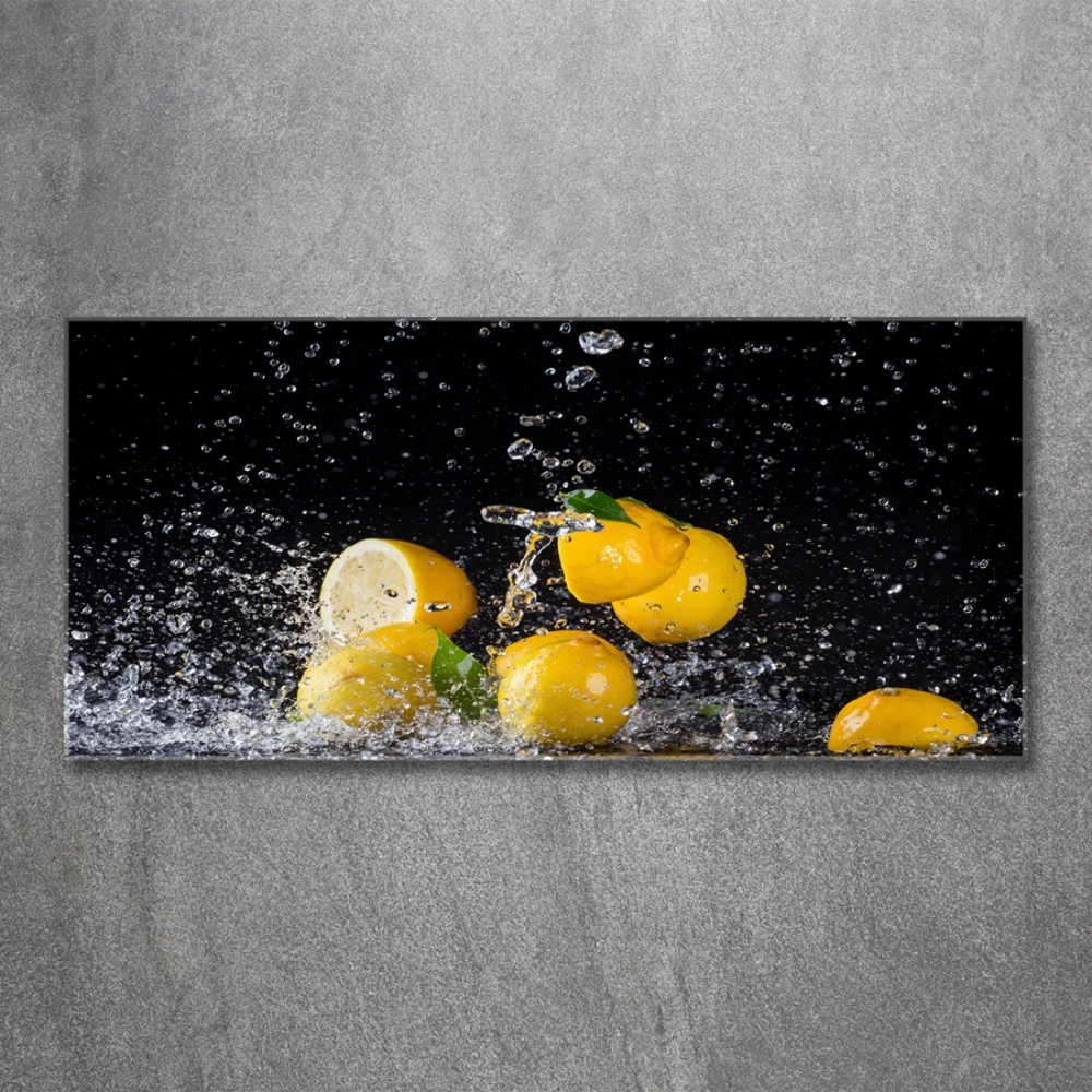 Tableau sur verre Citrons et eau