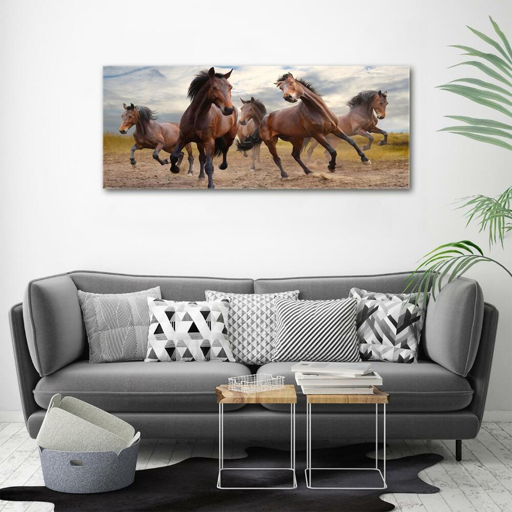 Tableau imprimé sur verre Cinq chevaux