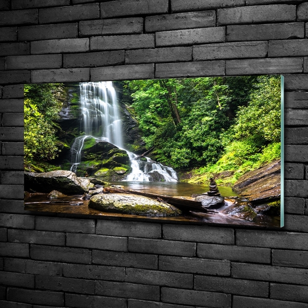Tableau verre imprimé Cascade en forêt
