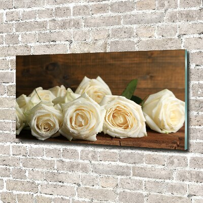 Tableau imprimé sur verre Roses blanches