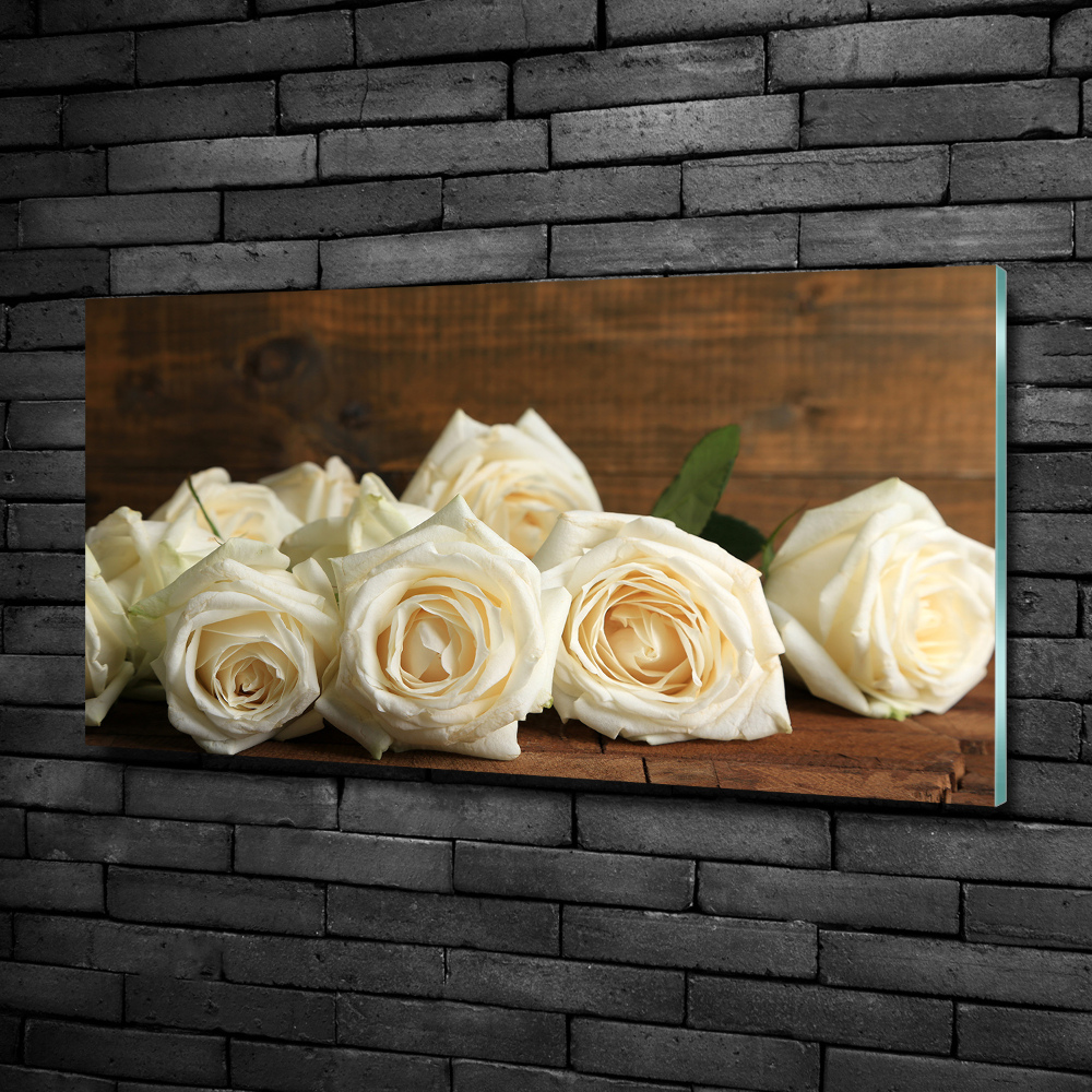 Tableau imprimé sur verre Roses blanches