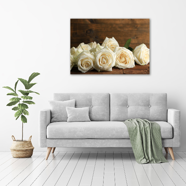 Tableau imprimé sur verre Roses blanches