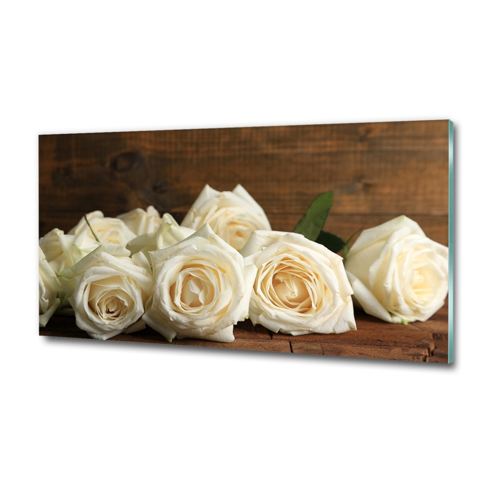 Tableau imprimé sur verre Roses blanches