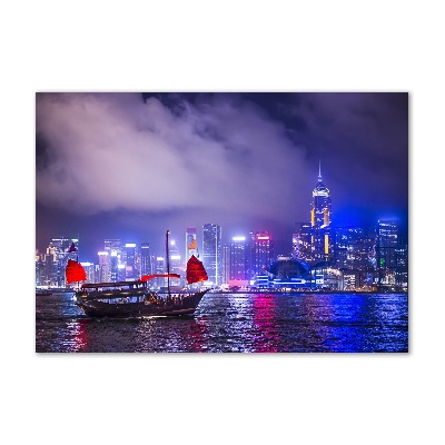 Tableau photo sur verre Hong kong la nuit