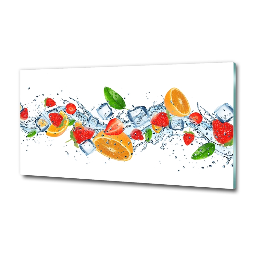 Tableau verre imprimé Fruits sur glace