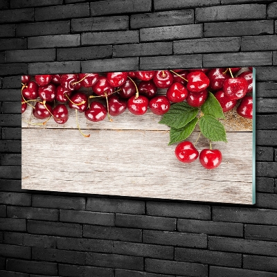 Tableau verre imprimé Cerises sur bois