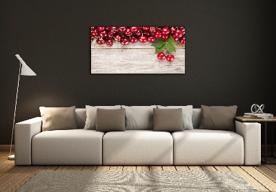 Tableau verre imprimé Cerises sur bois