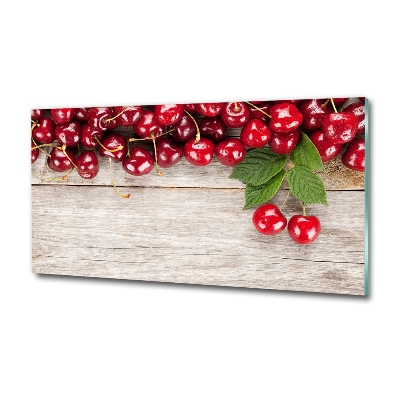 Tableau verre imprimé Cerises sur bois