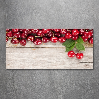 Tableau verre imprimé Cerises sur bois