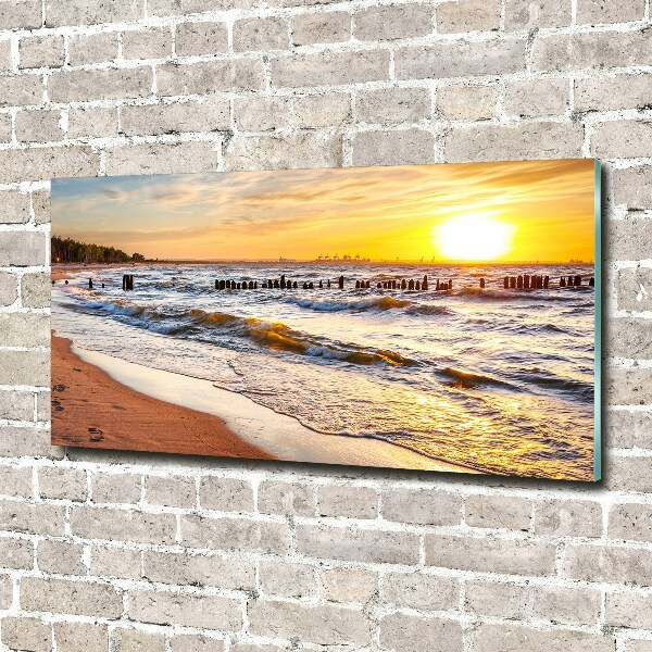 Tableau en verre Plage du coucher de soleil